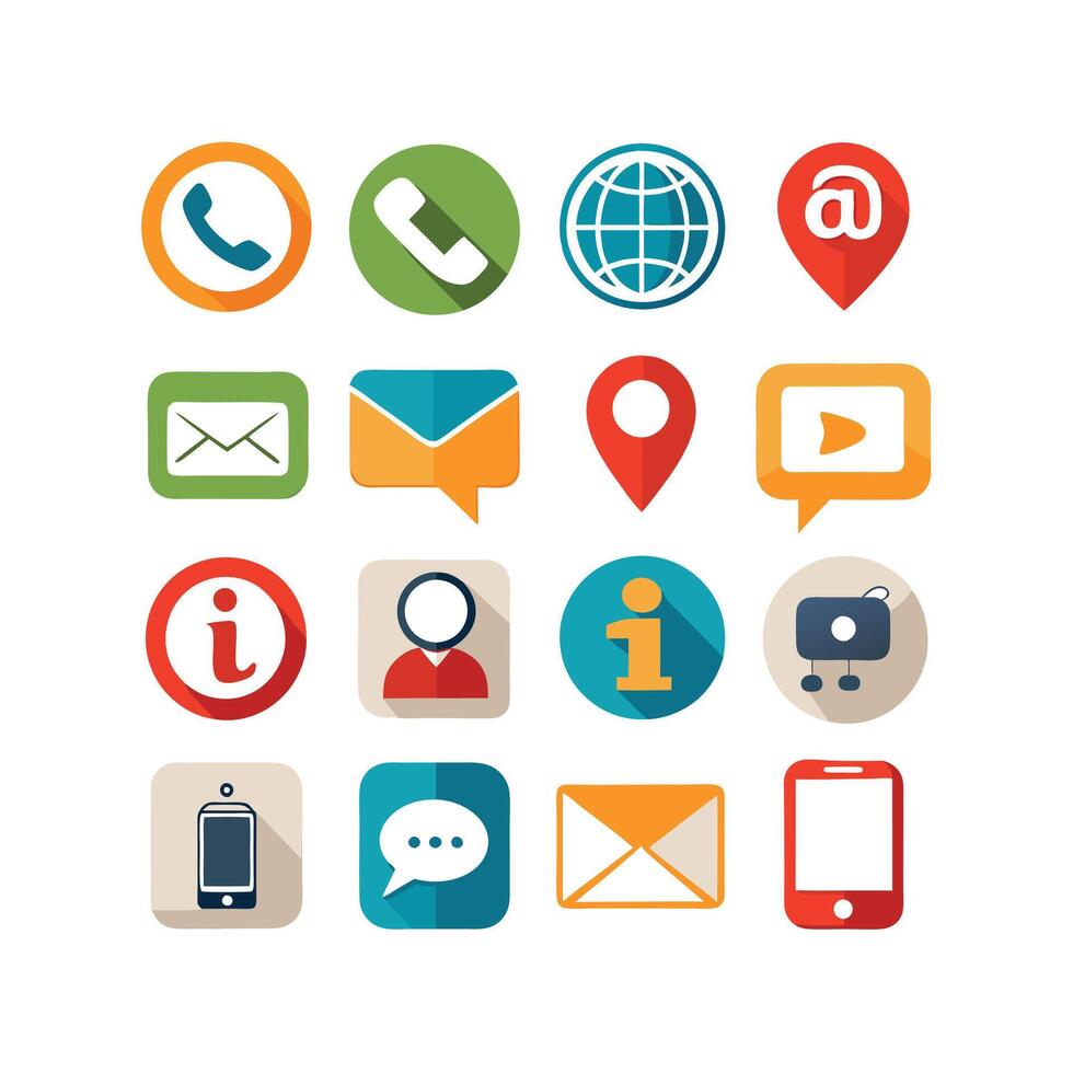Contact Us icon set collection for websites and mobile applications vector