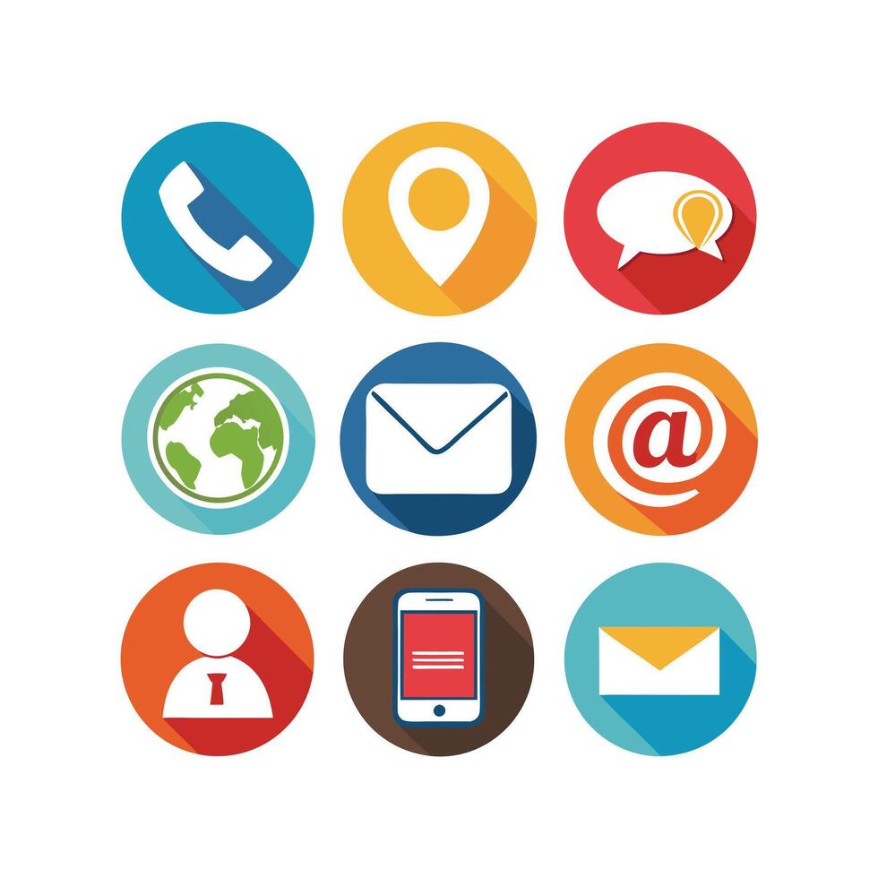 Contact Us icon set collection for websites and mobile applications vector
