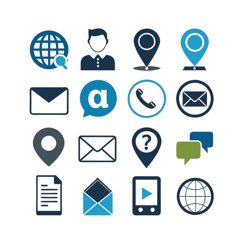 Contact Us icon set collection for websites and mobile applications vector