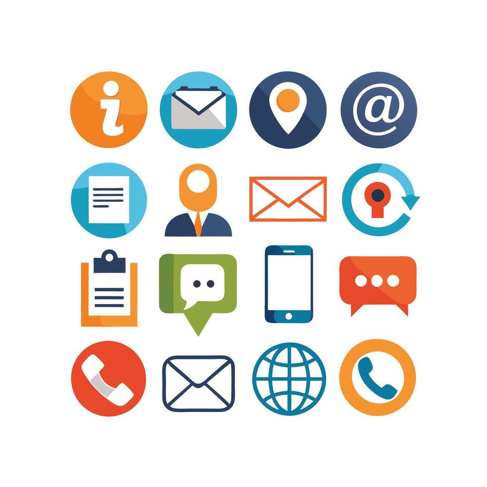Contact Us icon set collection for websites and mobile applications vector
