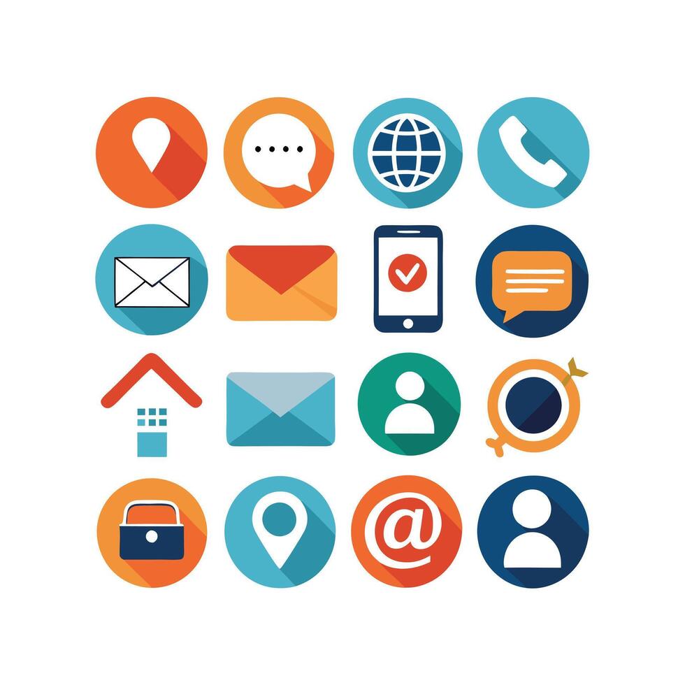 Contact Us icon set collection for websites and mobile applications vector