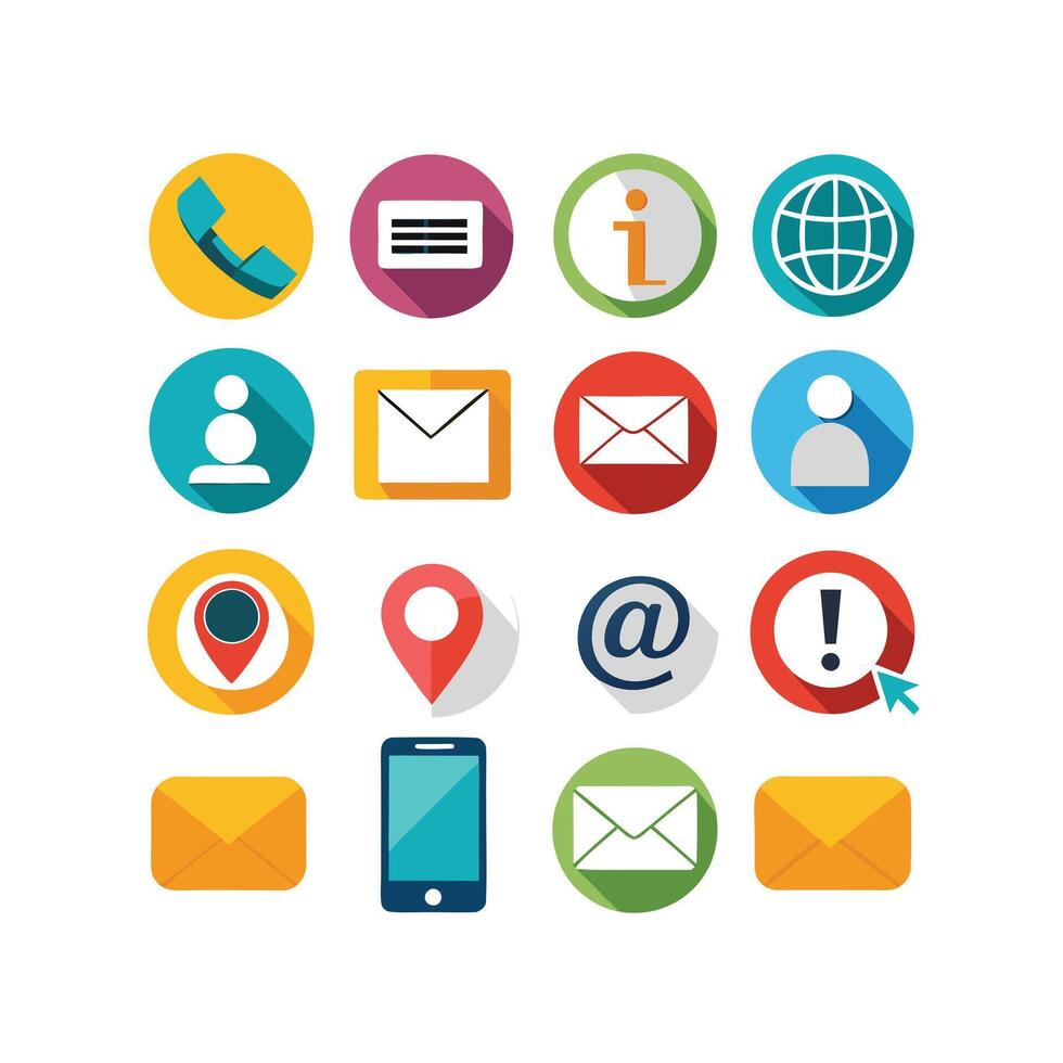 Contact Us icon set collection for websites and mobile applications vector