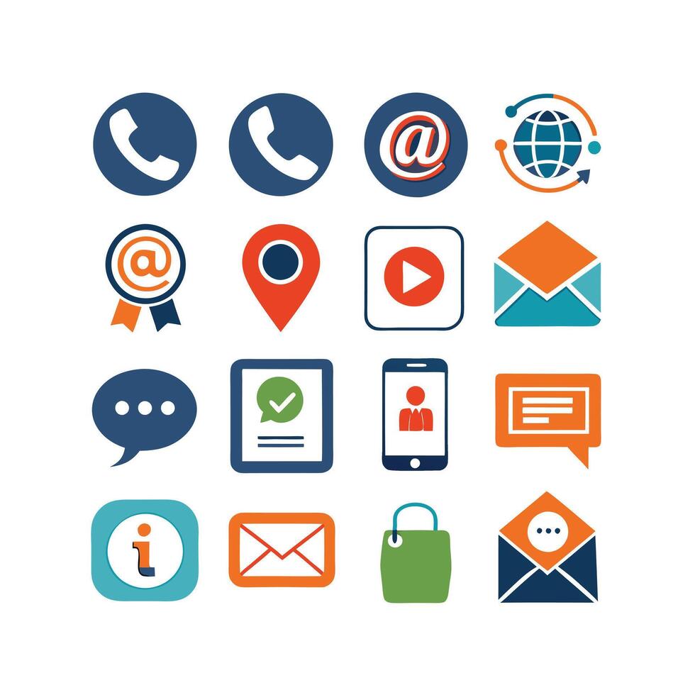 Contact Us icon set collection for websites and mobile applications vector