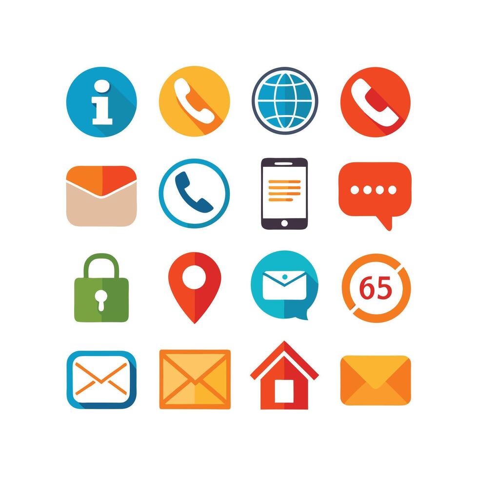 Contact Us icon set collection for websites and mobile applications vector