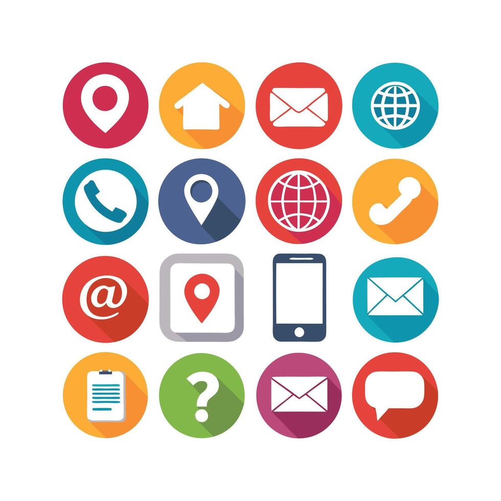 Contact Us icon set collection for websites and mobile applications vector