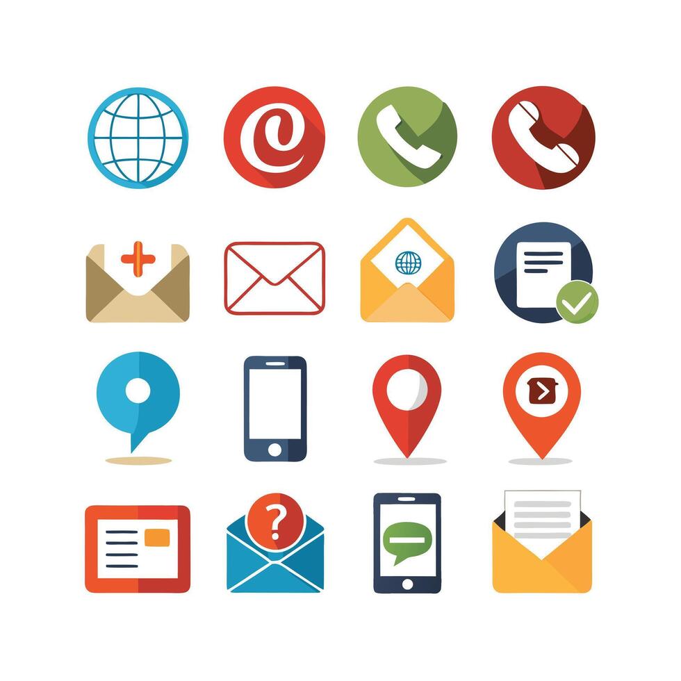 Contact Us icon set collection for websites and mobile applications vector