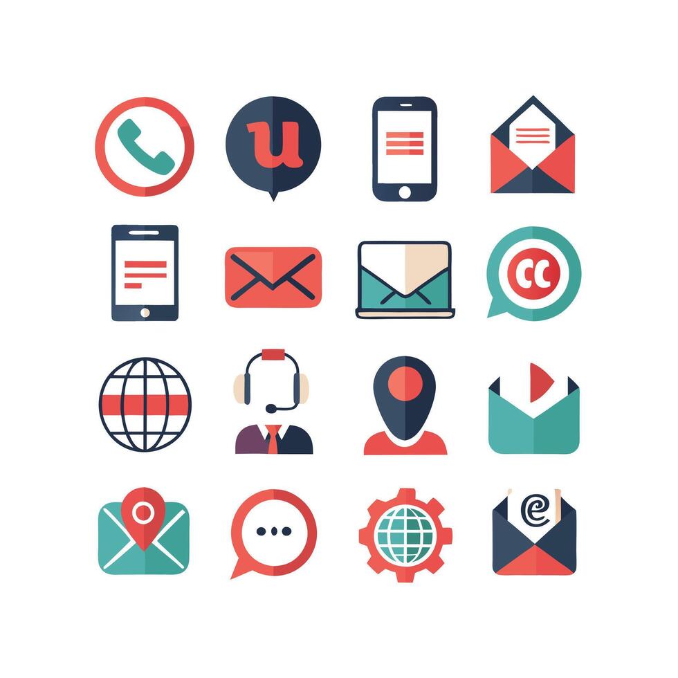Contact Us icon set collection for websites and mobile applications vector