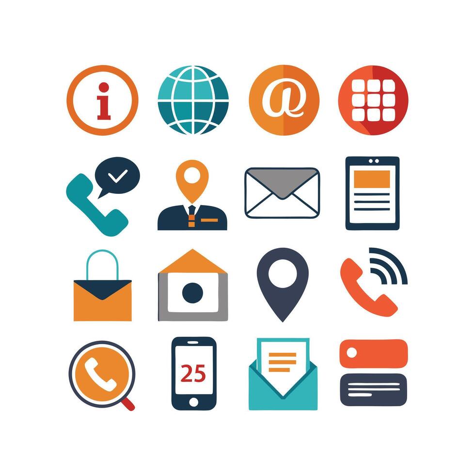 Contact Us icon set collection for websites and mobile applications vector
