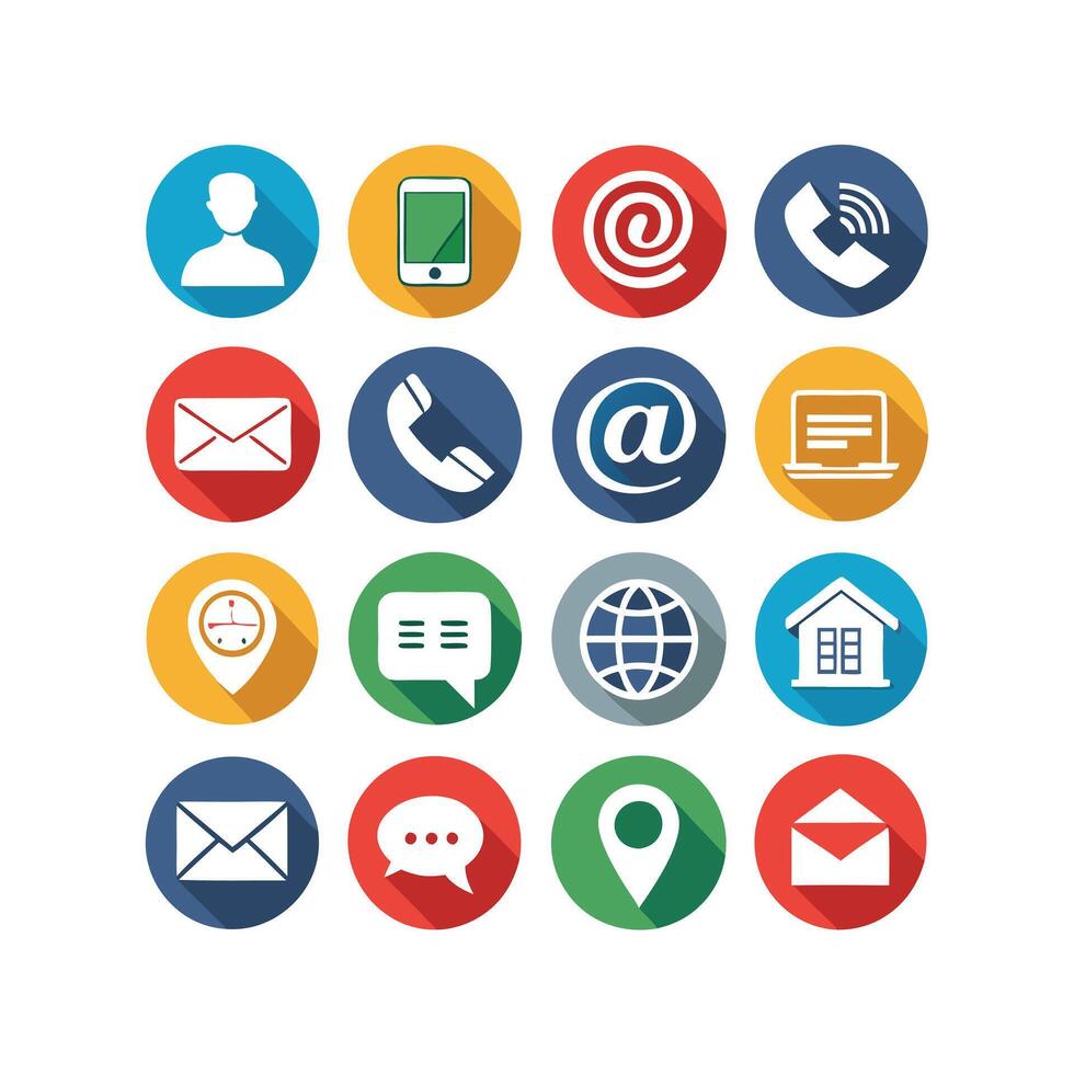 Contact Us icon set collection for websites and mobile applications vector