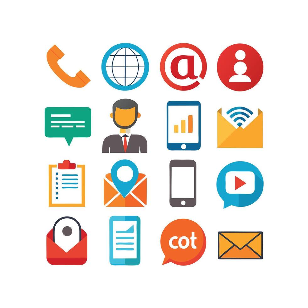 Contact Us icon set collection for websites and mobile applications vector