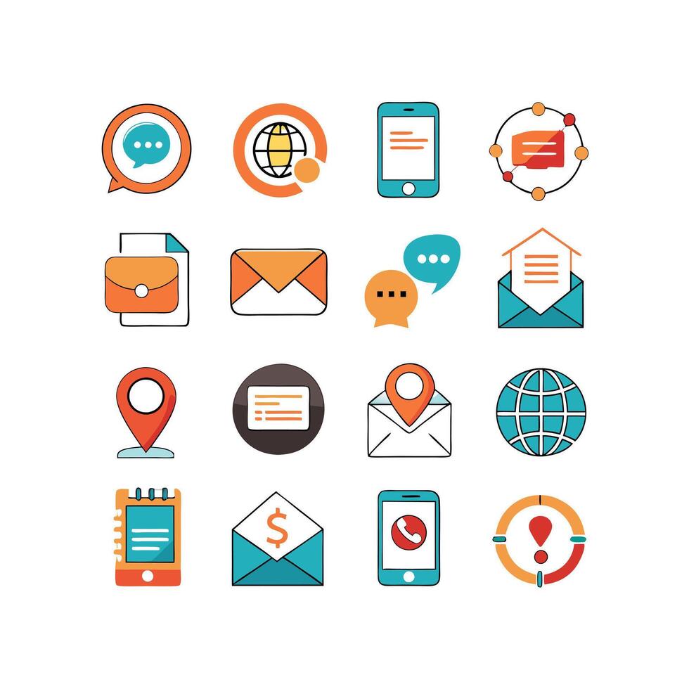 Contact Us icon set collection for websites and mobile applications vector