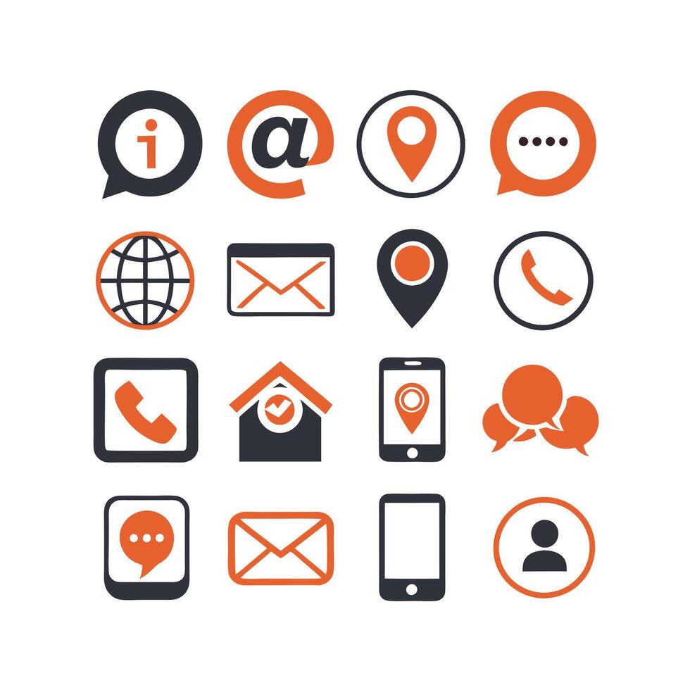 Contact Us icon set collection for websites and mobile applications vector
