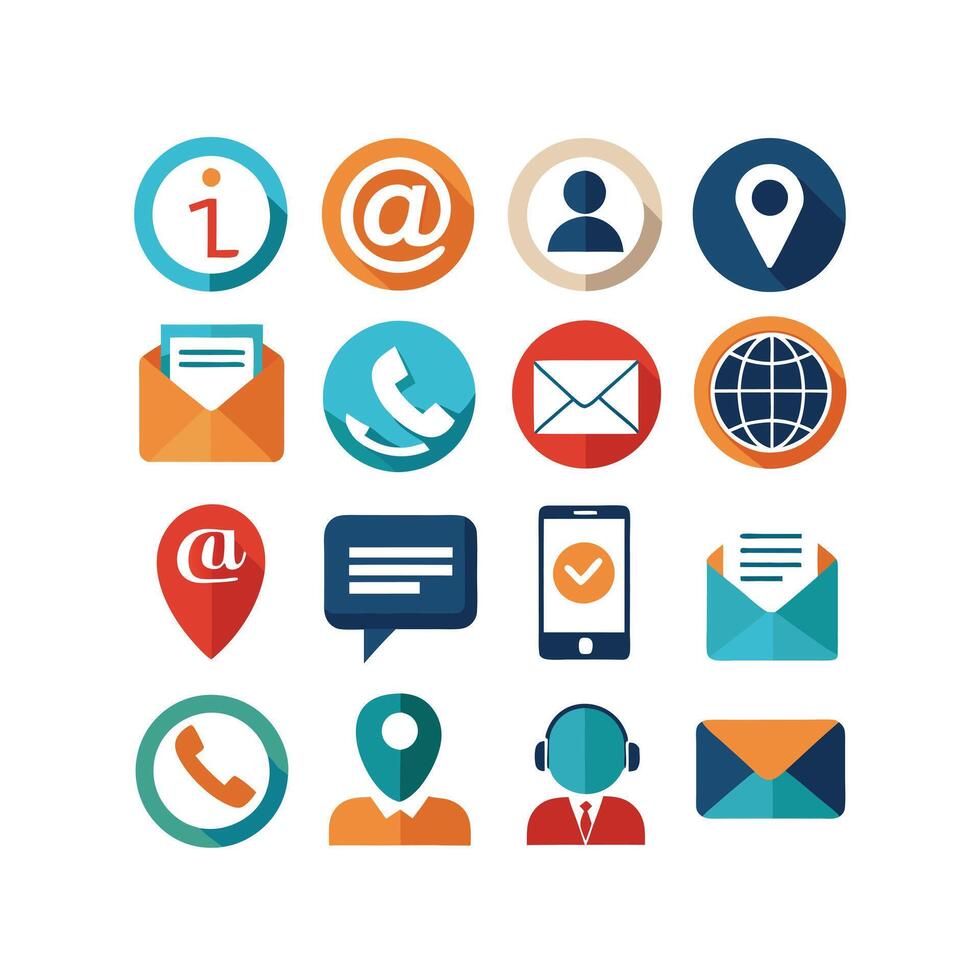 Contact Us icon set collection for websites and mobile applications vector