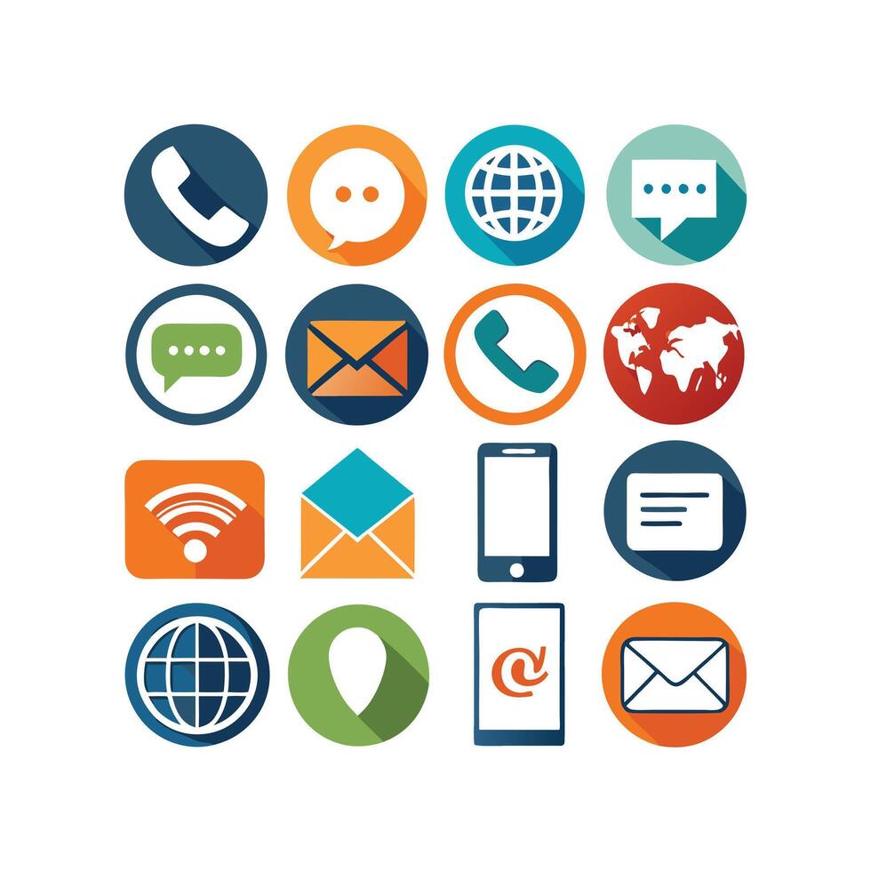 Contact Us icon set collection for websites and mobile applications vector