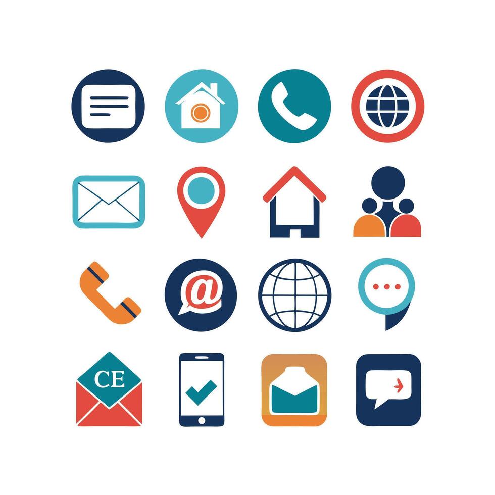 Contact Us icon set collection for websites and mobile applications vector