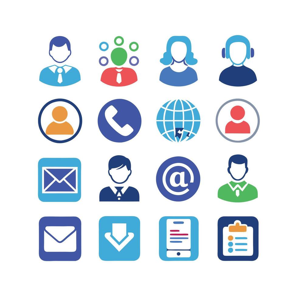 Contact Us icon set collection for websites and mobile applications vector