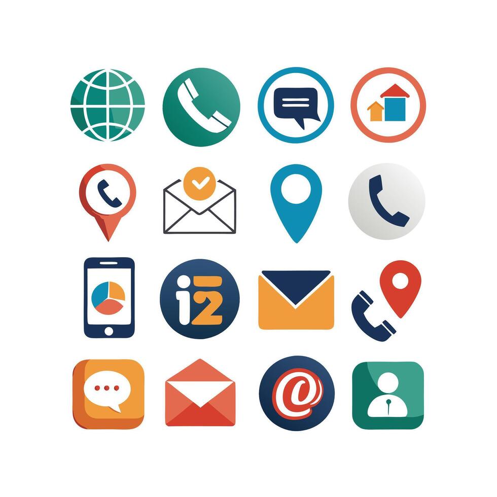 Contact Us icon set collection for websites and mobile applications vector