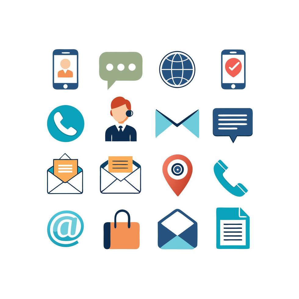 Contact Us icon set collection for websites and mobile applications vector