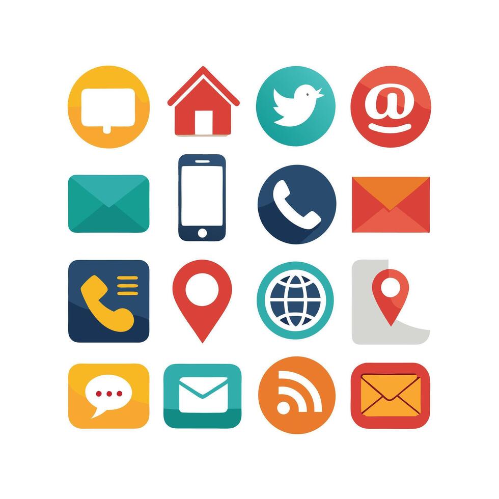 Contact Us icon set collection for websites and mobile applications vector