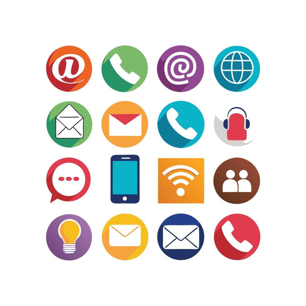 Contact Us icon set collection for websites and mobile applications vector