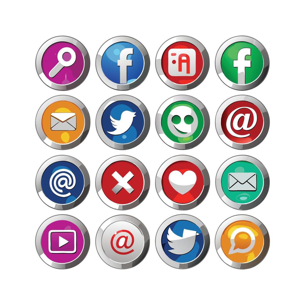 Social Media Icon Set Collection for websites and mobile applications. vector