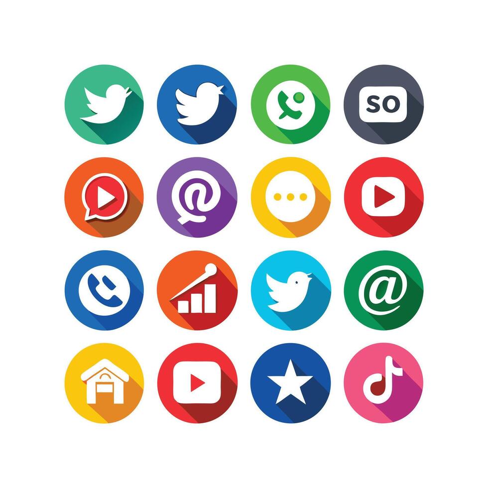 Social Media Icon Set Collection for websites and mobile applications. vector