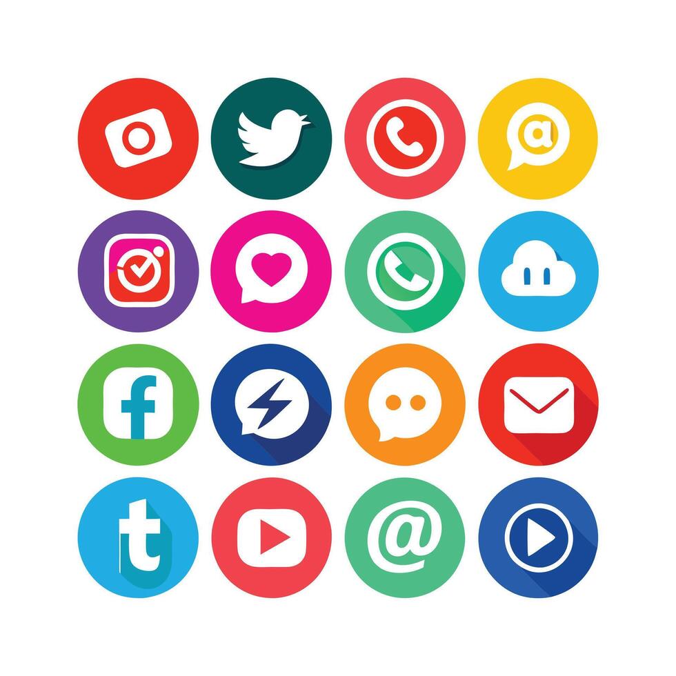 Social Media Icon Set Collection for websites and mobile applications. vector