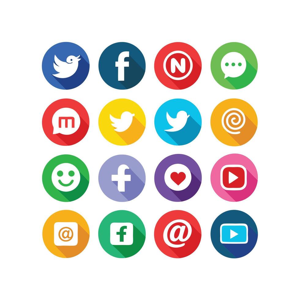 Social Media Icon Set Collection for websites and mobile applications. vector