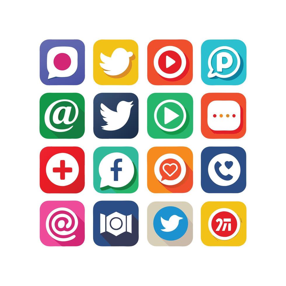 Social Media Icon Set Collection for websites and mobile applications. vector