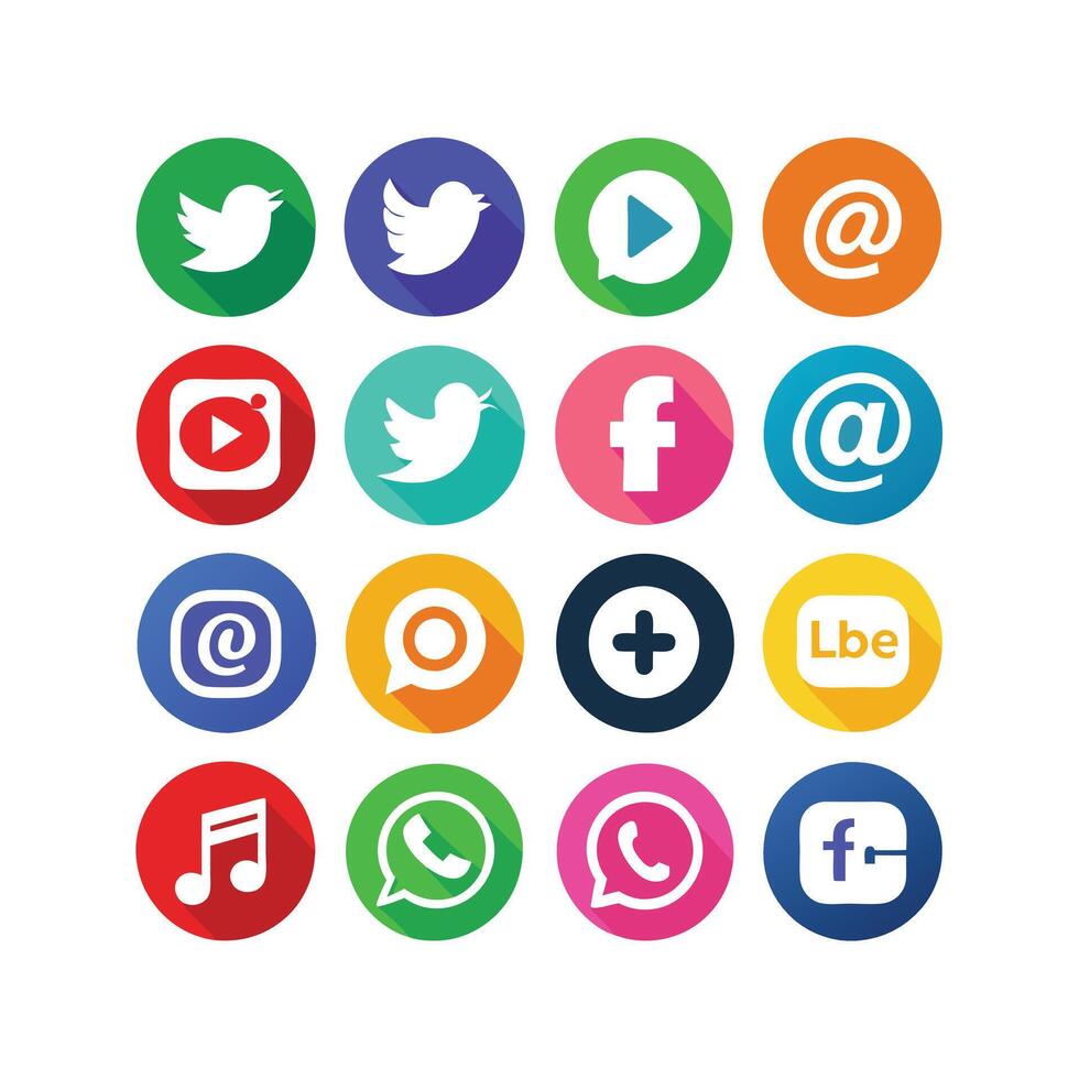 Social Media Icon Set Collection for websites and mobile applications. vector