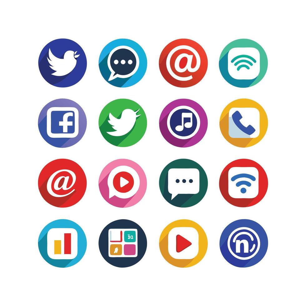 Social Media Icon Set Collection for websites and mobile applications. vector