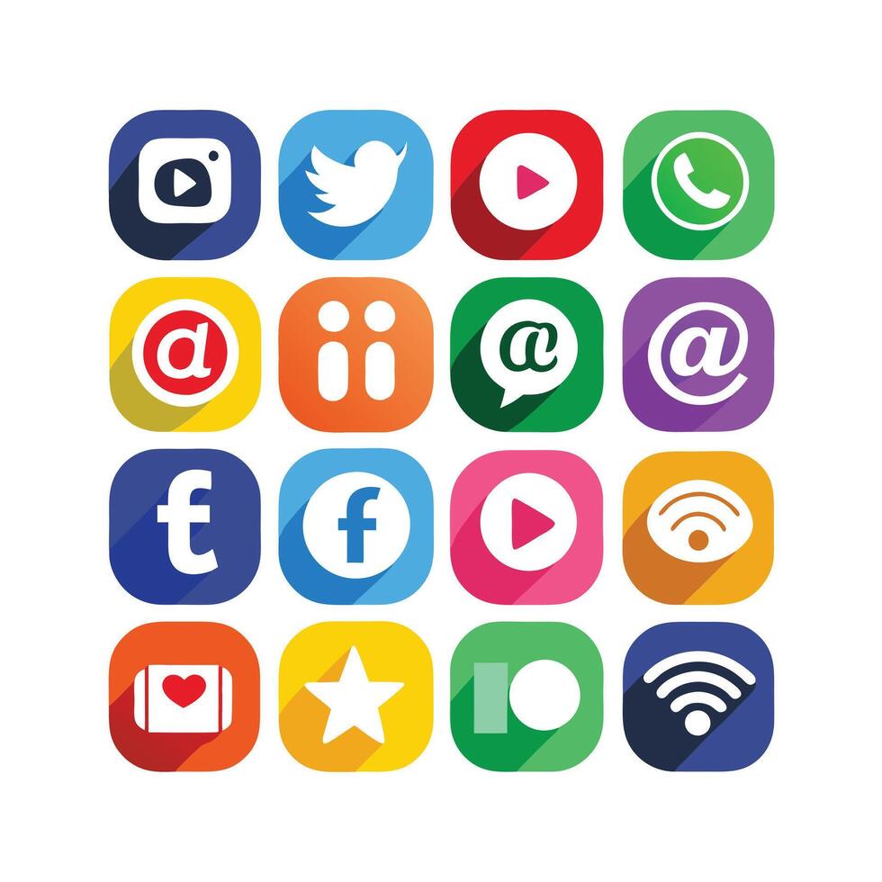 Social Media Icon Set Collection for websites and mobile applications. vector