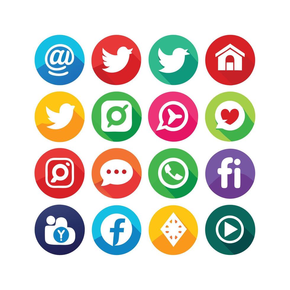 Social Media Icon Set Collection for websites and mobile applications. vector