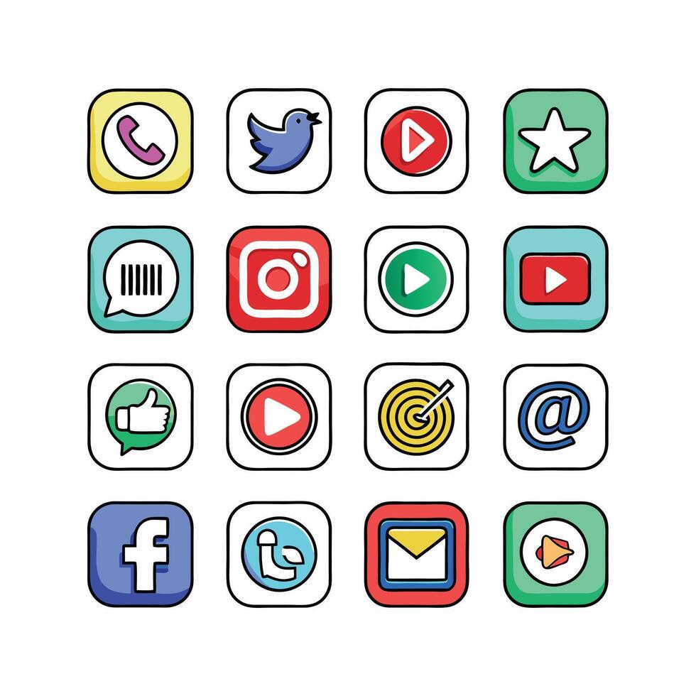 Social Media Icon Set Collection for websites and mobile applications. vector