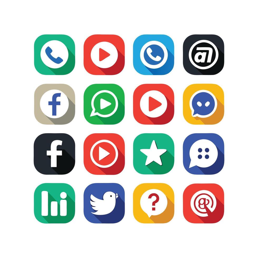 Social Media Icon Set Collection for websites and mobile applications. vector