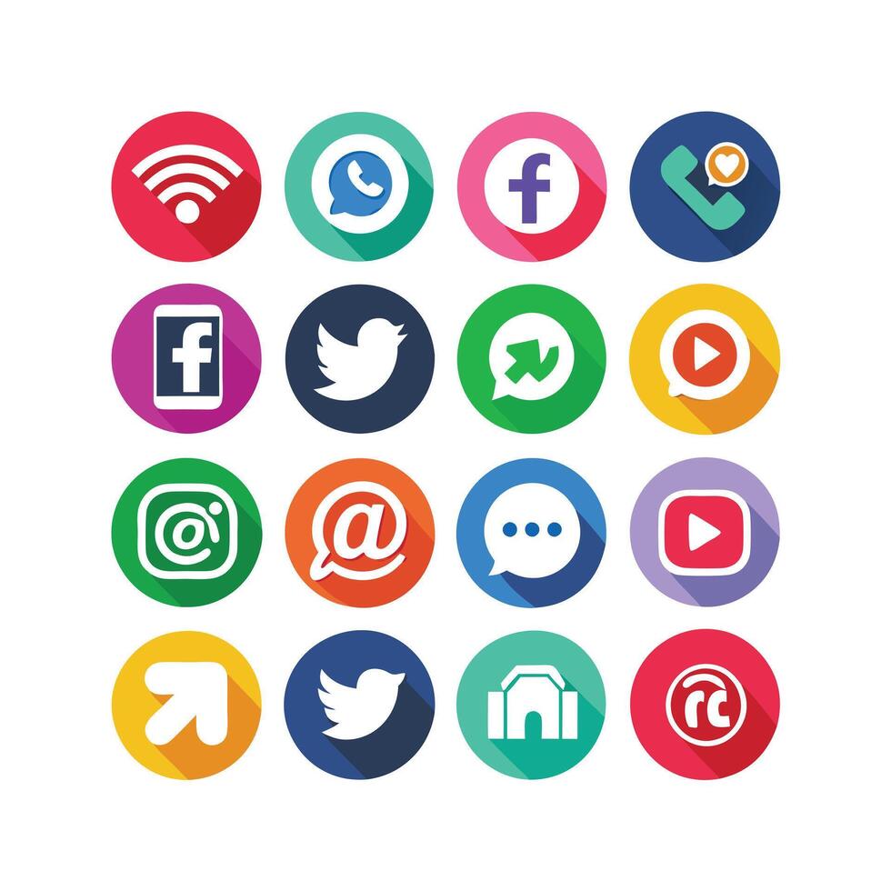Social Media Icon Set Collection for websites and mobile applications. vector