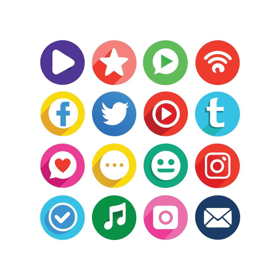 Social Media Icon Set Collection for websites and mobile applications. vector