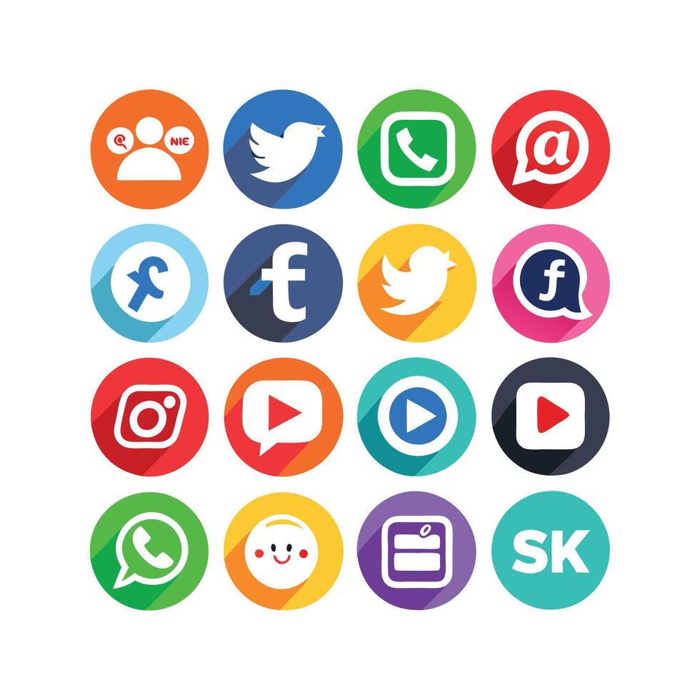 Social Media Icon Set Collection for websites and mobile applications. vector