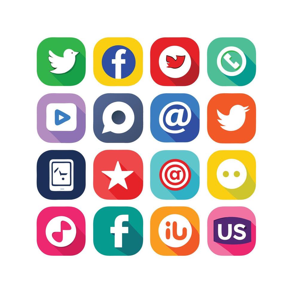 Social Media Icon Set Collection for websites and mobile applications. vector
