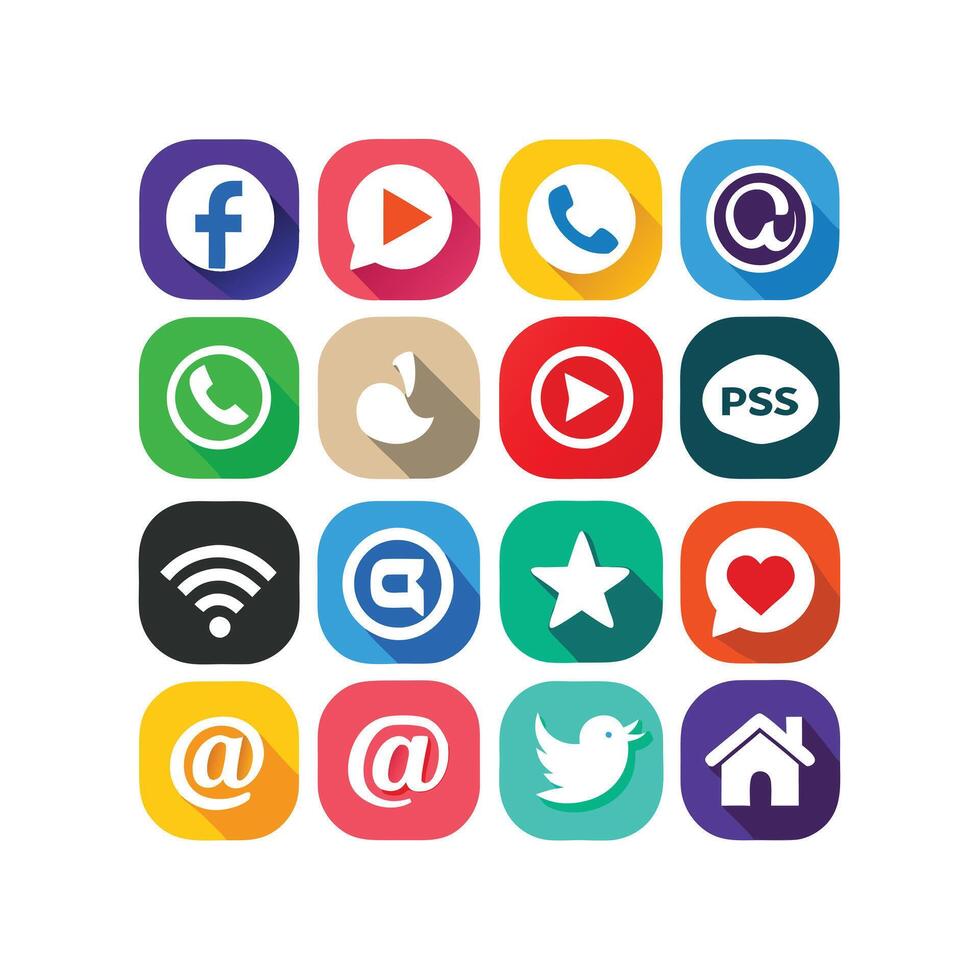 Social Media Icon Set Collection for websites and mobile applications. vector