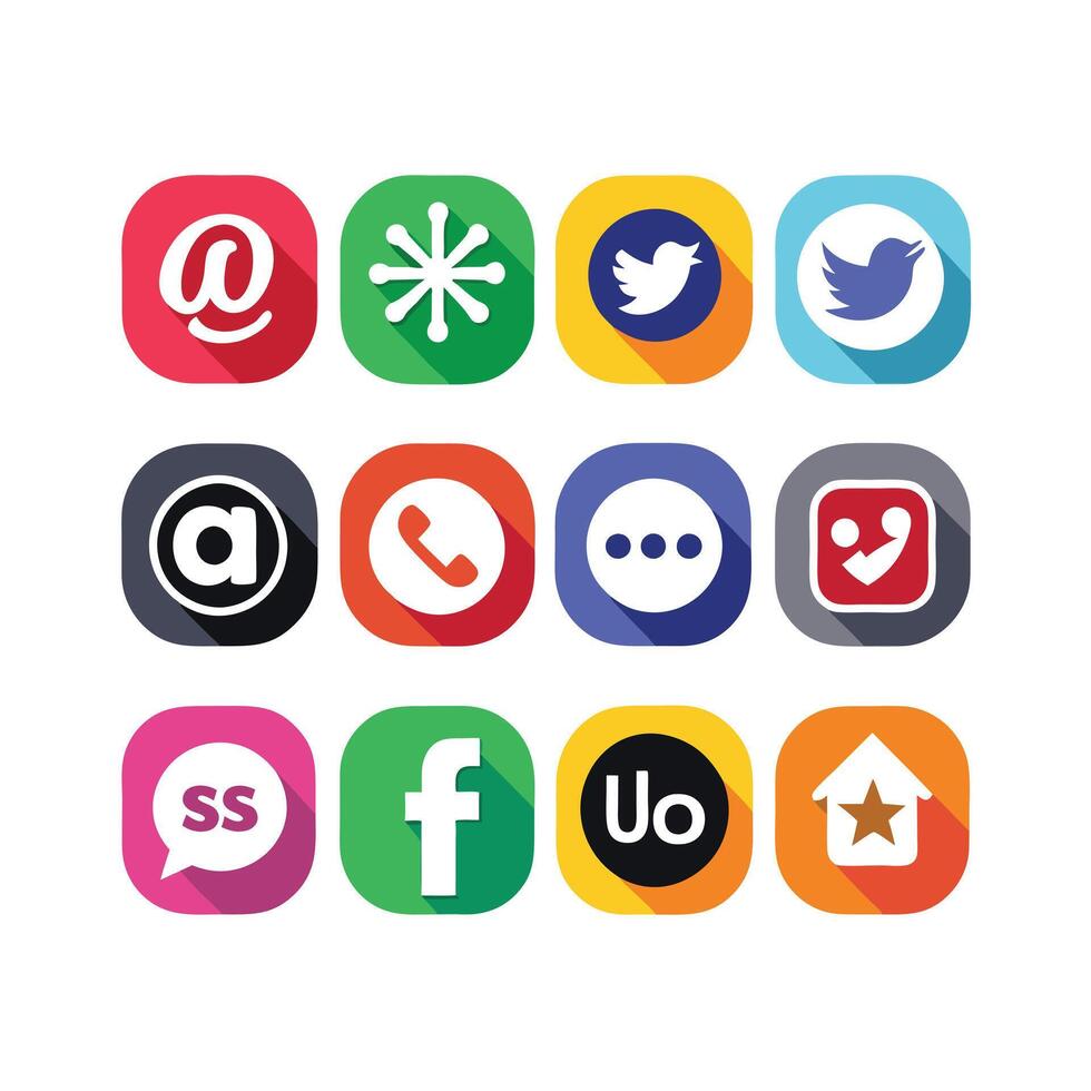 Social Media Icon Set Collection for websites and mobile applications. vector