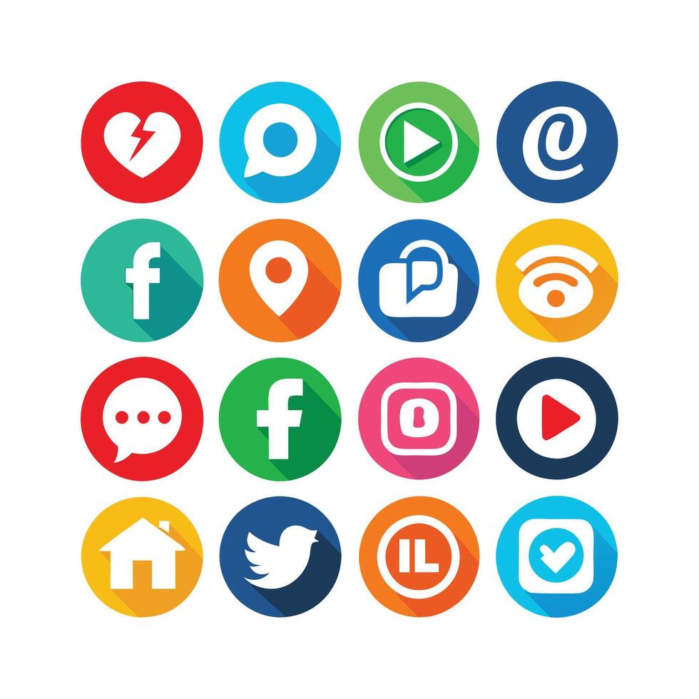 Social Media Icon Set Collection for websites and mobile applications. vector