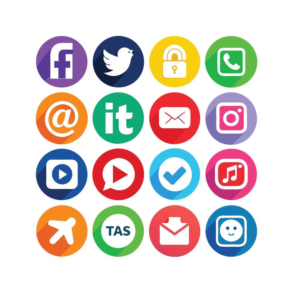 Social Media Icon Set Collection for websites and mobile applications. vector