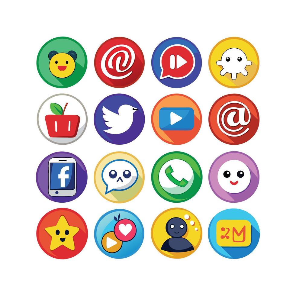 Social Media Icon Set Collection for websites and mobile applications. vector