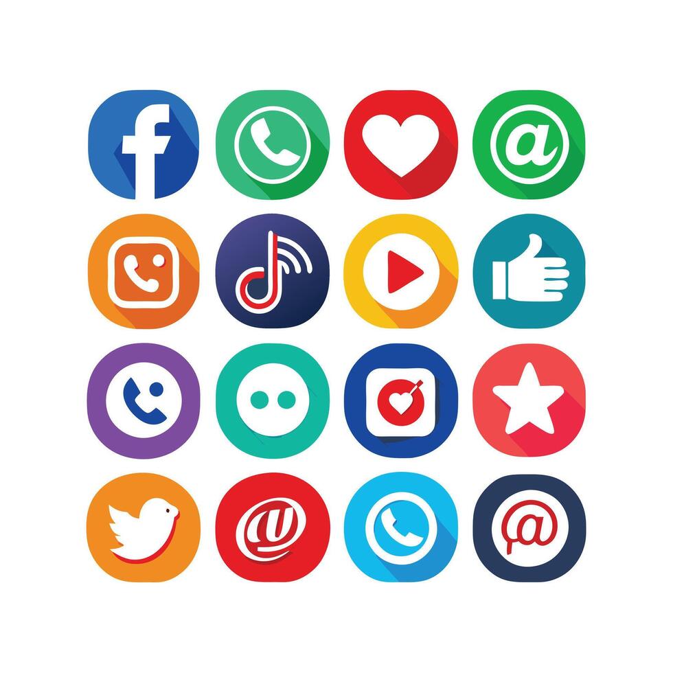 Social Media Icon Set Collection for websites and mobile applications. vector