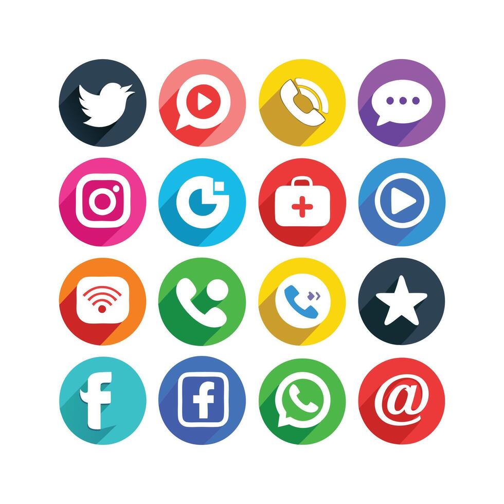 Social Media Icon Set Collection for websites and mobile applications. vector