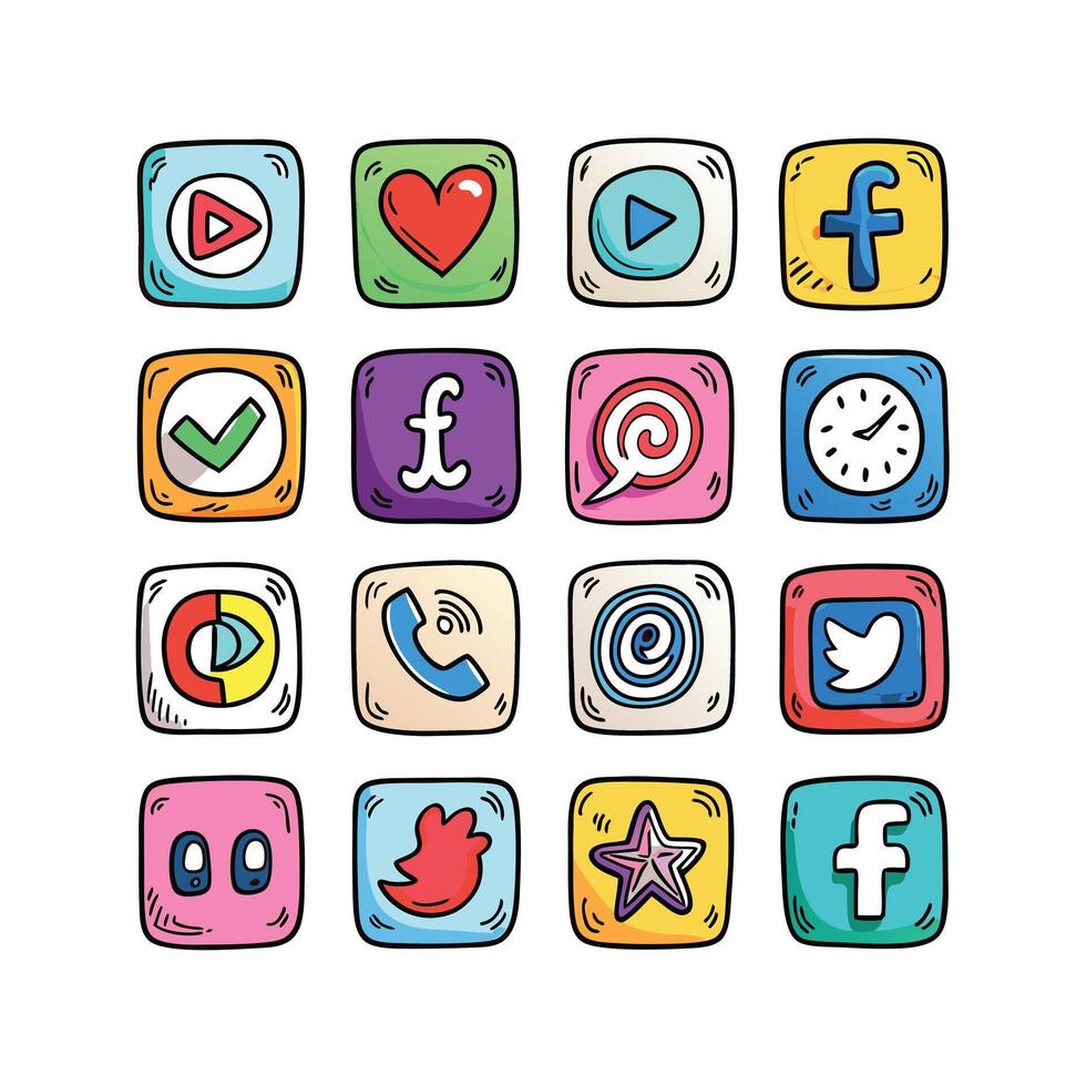 Social Media Icon Set Collection for websites and mobile applications. vector