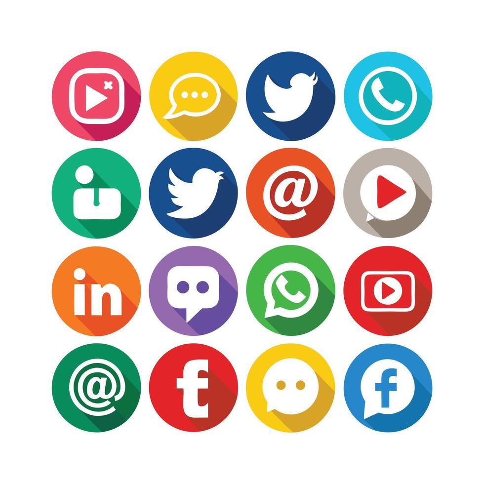 Social Media Icon Set Collection for websites and mobile applications. vector