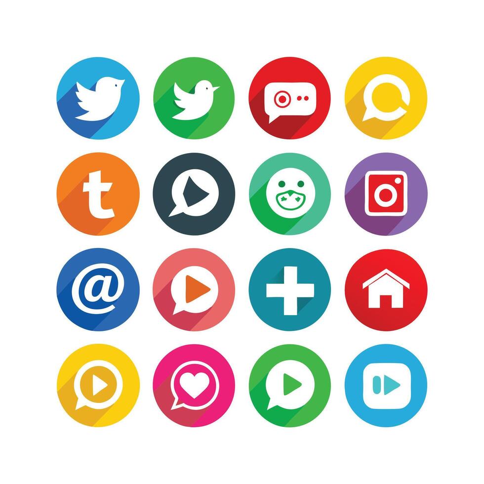 Social Media Icon Set Collection for websites and mobile applications. vector
