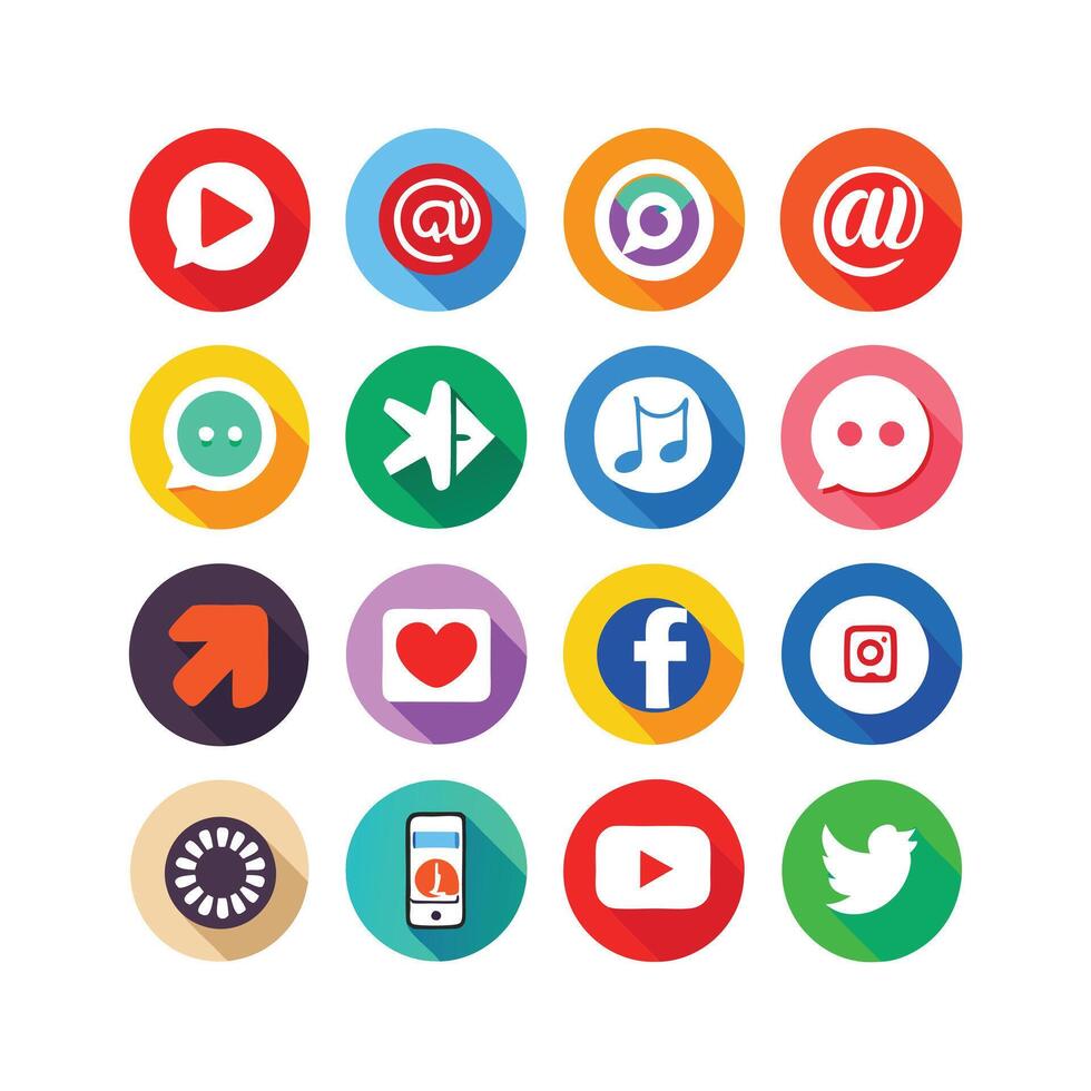 Social Media Icon Set Collection for websites and mobile applications. vector